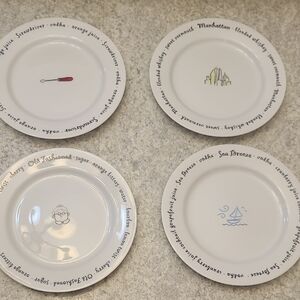 Pottery Barn Cocktail Recipe Plate Set of 4